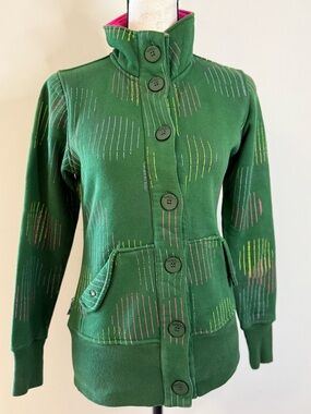 Nomis green & pink boho button up sweatshirt SZ SM